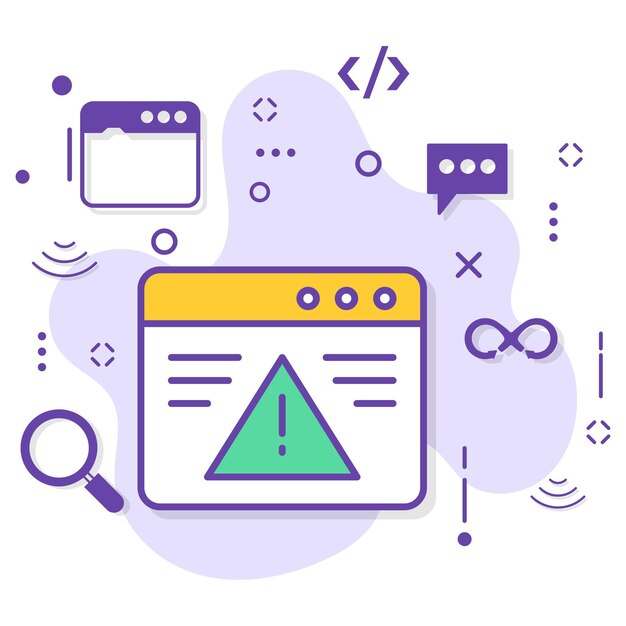 Vektor webfehlerkonzept, browser mit ausrufezeichen vector icon design, cloud computing und internet