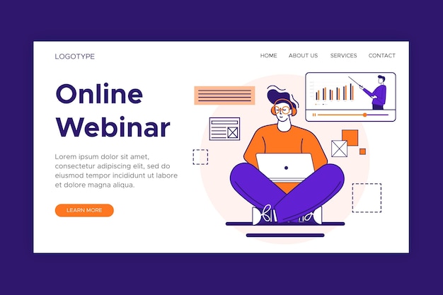 Vektor webinar-landingpage-vorlage
