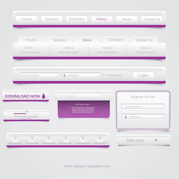 Vektor webnavigationsset.