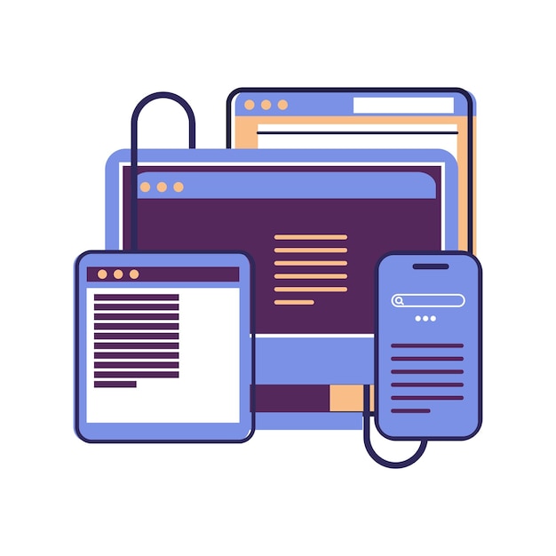 Webseiten-Design und Entwicklung von mobilen Websites Flachstil Illustration Vektordesign