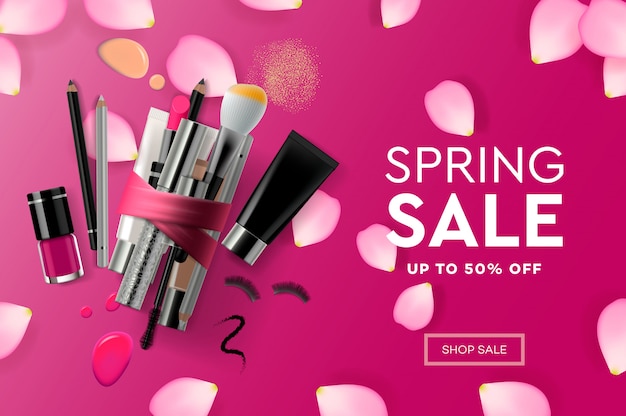 Webseiten-Designvorlage für Spring Sale-Kosmetika