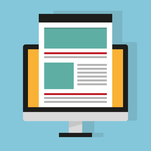 Webseiten-Layout-Design Computer-Monitor-Anzeige Website-Schnittstellenkonzept Vektorillustration EPS 10