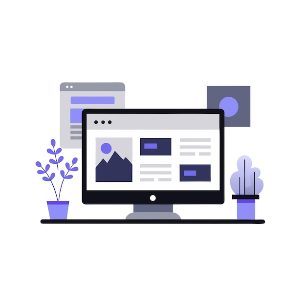 Webseitenillustration auf dem Bildschirm Clip Art weißer Hintergrund