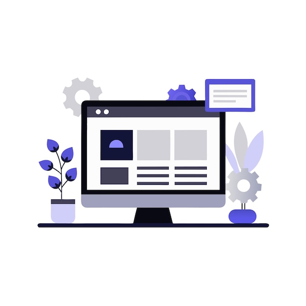 Webseitenillustration auf dem Bildschirm Clip Art weißer Hintergrund