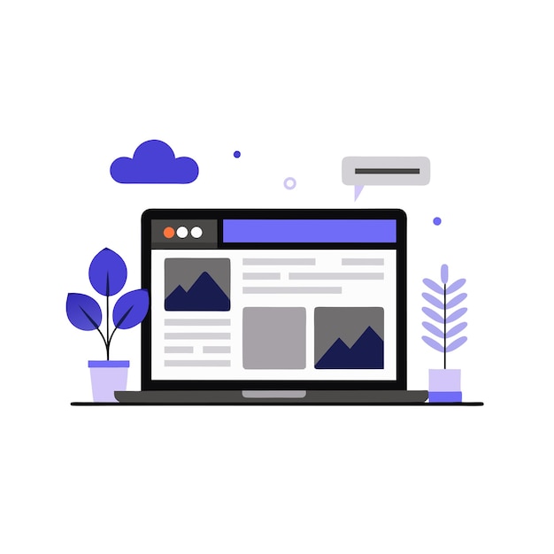 Webseitenillustration auf dem Bildschirm Clip Art weißer Hintergrund