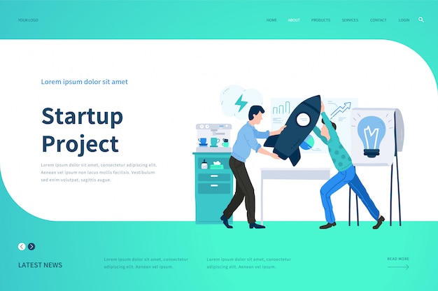 Webseitenvorlagen für das startprojekt. modernes illustrationskonzept für website.
