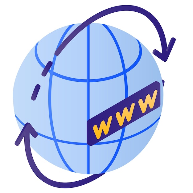 Vektor website-adresse isometrische konzept world wide web vektordesign cloud-computing und internet-hosting