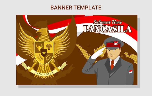 Website-banner-design mit elegantem gold-look für den indonesischen pancasila-tag