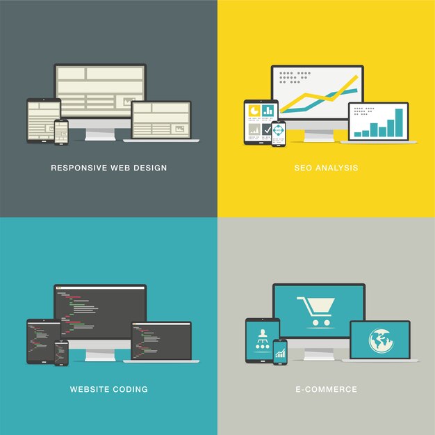Website-Design-Konzepte in modernen awesome flachen Stilen