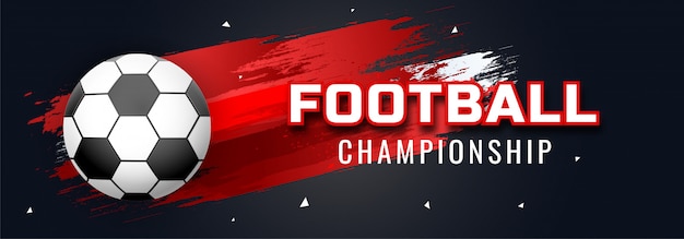 Website-header oder banner-design mit fußball-und fußball-meisterschaft text auf rotem zwillingsvulkane