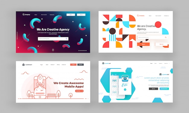Website-Held-Bild oder Landing Pages Set.