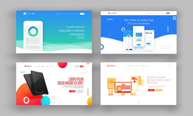 Website-Held-Bild oder Landing Pages Set.