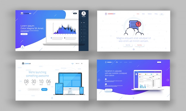 Website-held-bild oder landing pages set.