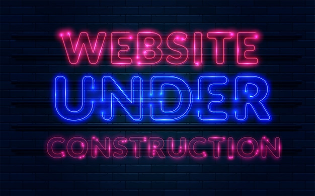 Vektor website im aufbau neon sign