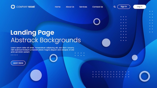 Website-landing-page-design mit abstraktem hintergrund