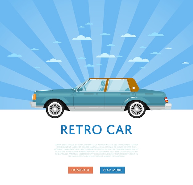 Website mit klassischer retro-limousine