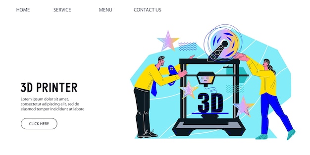 Website-Vorlage für 3D-Drucktechnologie Dreidimensionaler 3D-Prototyping-Service