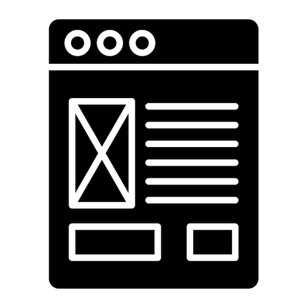Website-Vorlage Glyph Solide schwarze Illustration