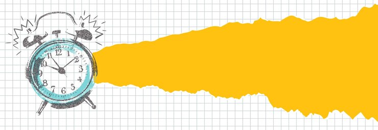 Vektor wecker mit fotokopie-effektraum für text auf einem stück zerrissenes orangefarbenes papier