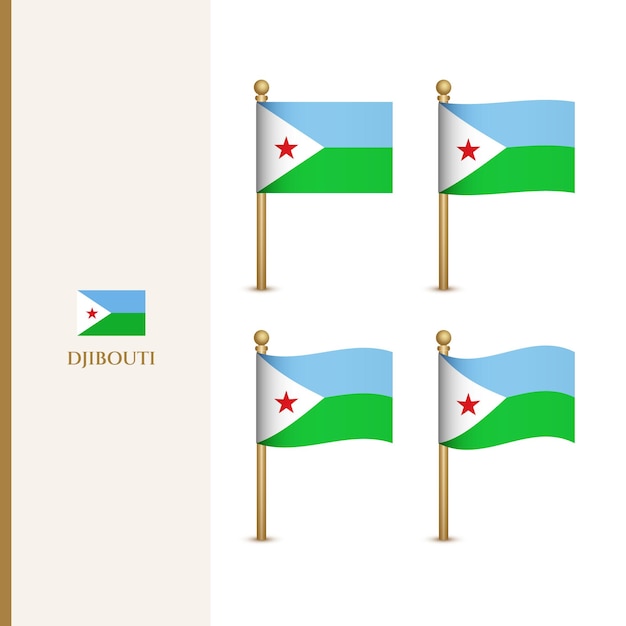 Wehende Dschibuti-Flaggen 3D-Vektorillustration Flagge von Dschibuti