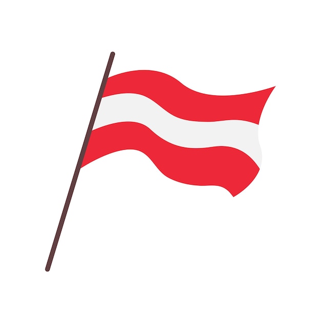 Wehende Flagge des Landes Österreich Isolierte österreichische Flagge auf weißem Hintergrund Vektor flache Illustration