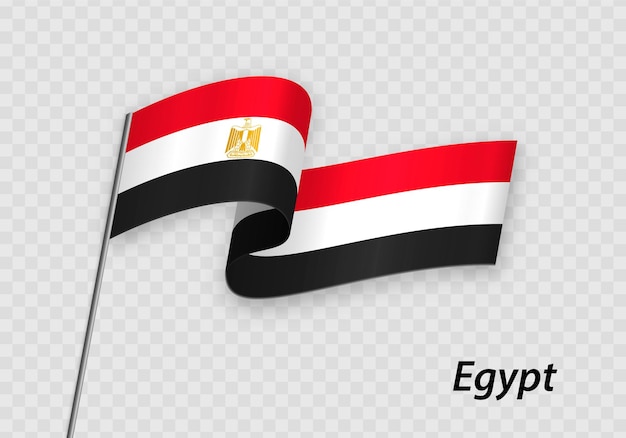 Wehende Flagge Ägyptens am Fahnenmast Vorlage für den Unabhängigkeitstag