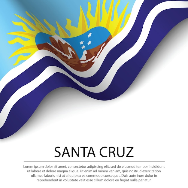 Wehende flagge von santa cruz ist eine region argentiniens auf weißem rücken