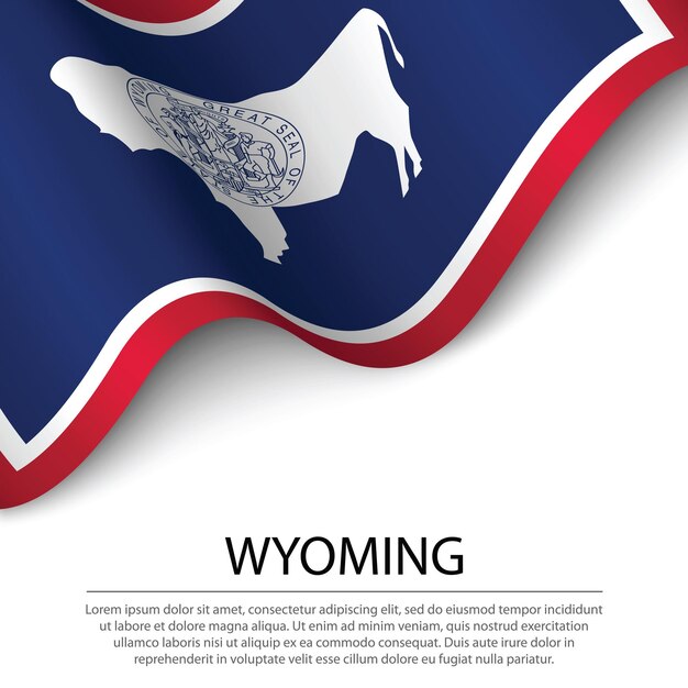 Wehende flagge von wyoming ist ein bundesstaat der usa auf weißem hintergrund