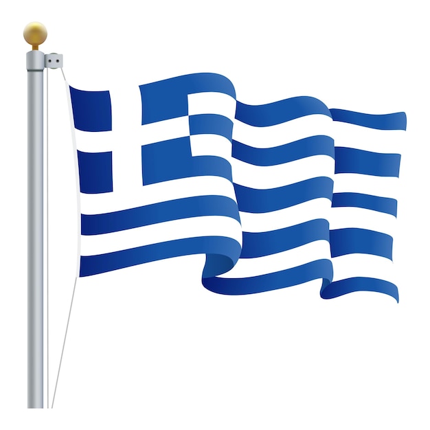 Wehende griechenland-flagge lokalisiert auf einer weißen hintergrund-vektor-illustration