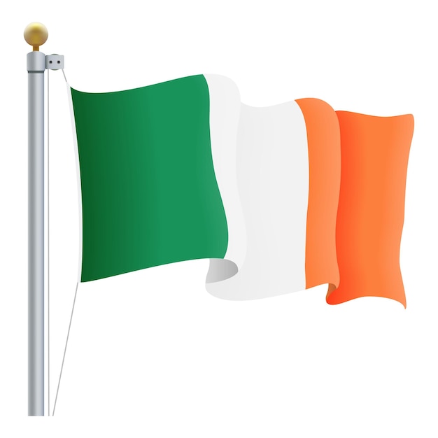 Wehende irland-flagge lokalisiert auf einer weißen hintergrund-vektor-illustration