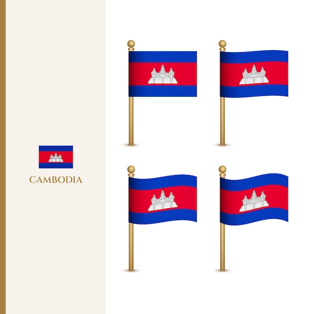 Wehende Kambodscha-Flaggen 3D-Vektorillustration Flagge von Kambodscha