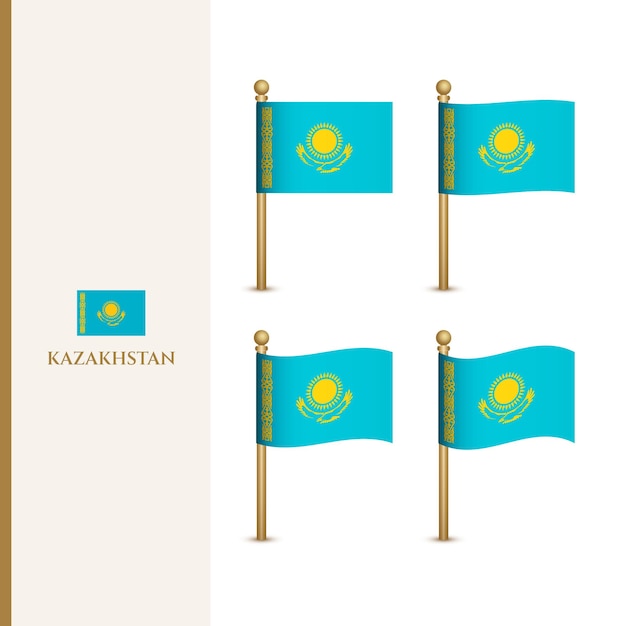 Wehende kasachstan-flaggen 3d-vektorillustration flagge von kasachstan