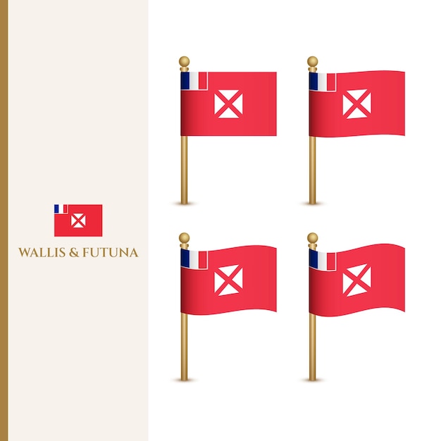 Wehende Wallis Futuna-Flaggen 3D-Vektorillustration Flagge von Wallis Futuna