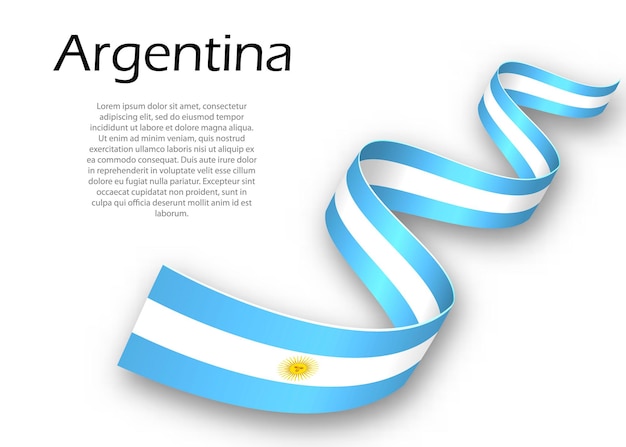 Wehendes Band oder Banner mit Flagge von Argentinien. Vorlage für Posterdesign zum Unabhängigkeitstag