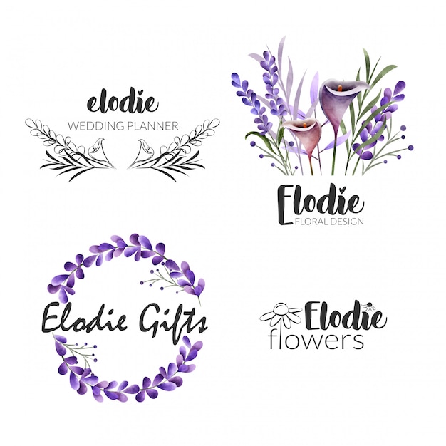 Vektor weibliche blume logo collection