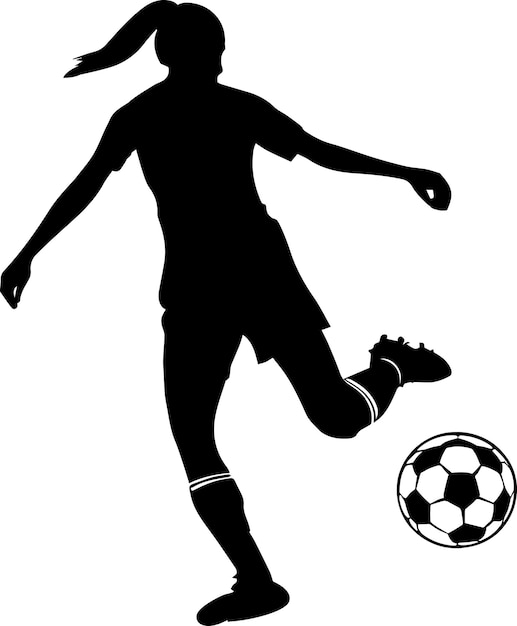 Weibliche fußballspielerin, vektorsilhouette 18