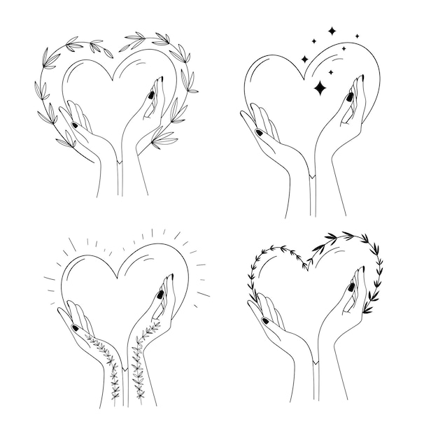 Vektor weibliche hände und herzen
