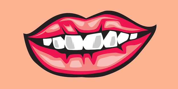 Vektor weibliche lippen im pop-art-stil