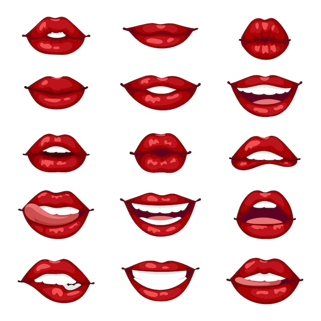 Weibliche lippen isolierte illustration.