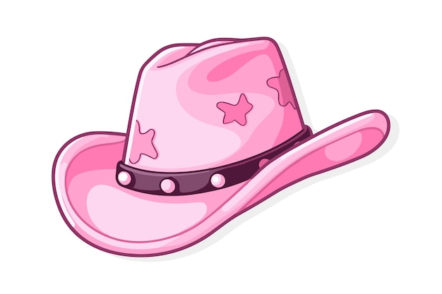 Weibliche rosa cowboyhut isolierte illustration cowboy-mädchen