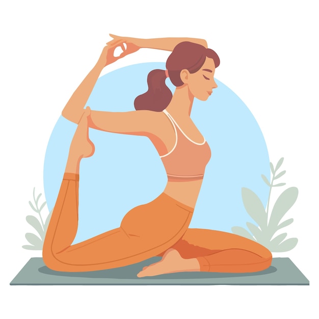 Weibliche Yoga-Pose, flache Zeichentrickfilm-Vektorillustration