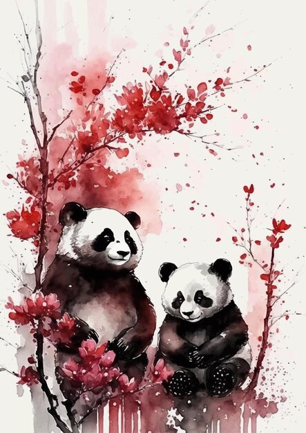 Vektor weiche aquarell-panda-grafik im vektordesign