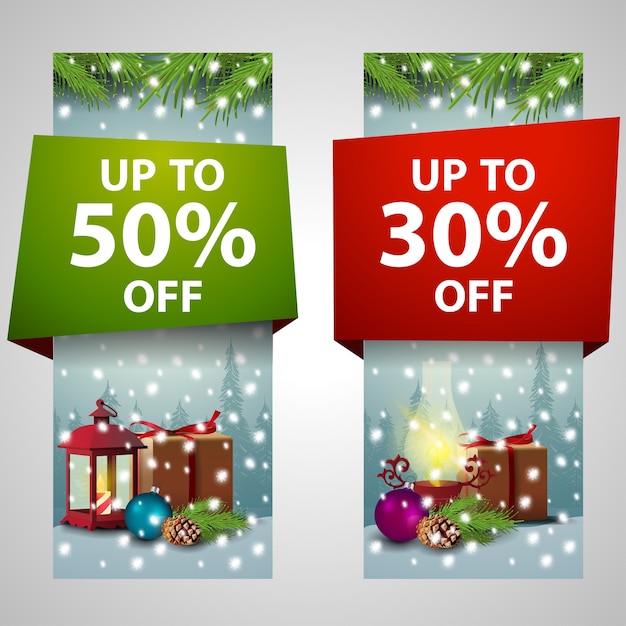 Weihnachten moderne banner mit 50% und 30% verkauf