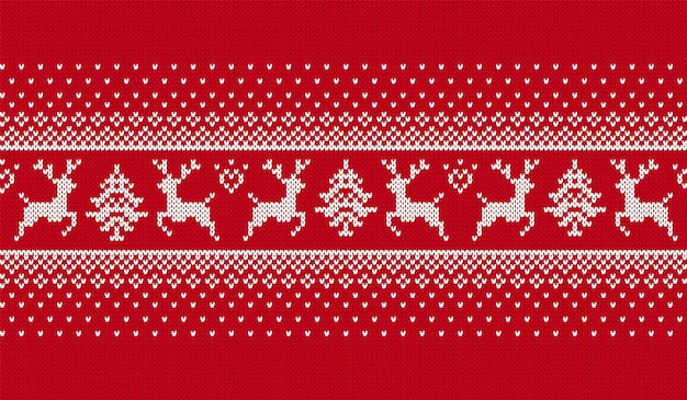 Weihnachten nahtlose Muster. Roter Druck stricken. Vektor-Illustration.