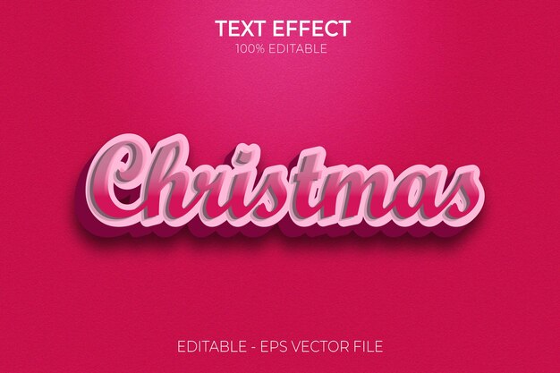 Weihnachten neuer kreativer 3D-Texteffekt Moderner bearbeitbarer fetter Textstil-Premiumvektor