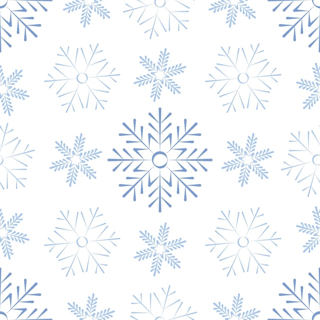 Weihnachten neujahr urlaub nahtlose muster mit gemalten schneeflocken auf einem transparenten hintergrund