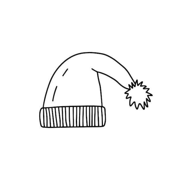 Weihnachten santa's hat vektor-doodle-illustration handgezeichnete doodle-weihnachtsmütze