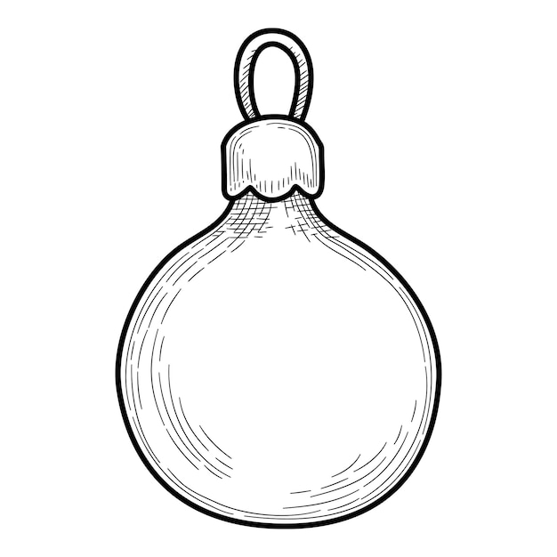 Weihnachten-tannenbaum-ball-spielzeug-symbol. handgezeichnete und skizzenhafte illustration der weihnachtstannenbaumkugel-spielzeugvektorikone für webdesign