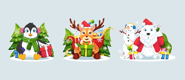 Weihnachten Tier Illustration Set