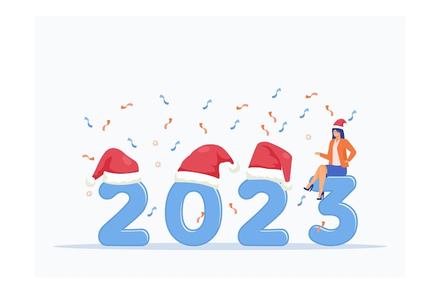 Weihnachten und neujahr 2023 vektorkonzept. volumetrische formen. zahlen sind 2023 im schnee,